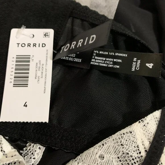 Torrid Lingerie Lace French Maid Apron Skirt Costume Halloween Plus 4 26 - Picture 5 of 5